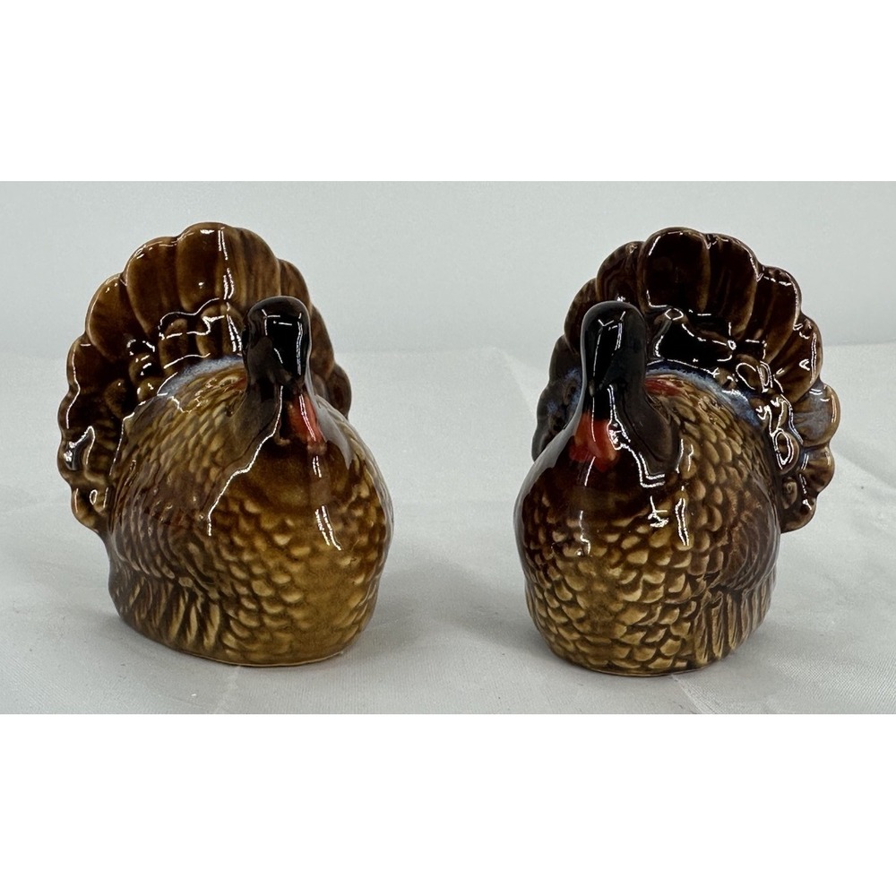 Vintage Turkey Gobble Thanksgiving Ceramic Pottery Salt & Pepper Shakers